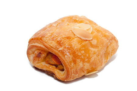 close up of chicken pie on white backgroundの写真素材