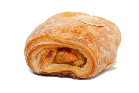 close up of chicken pie on white backgroundの写真素材