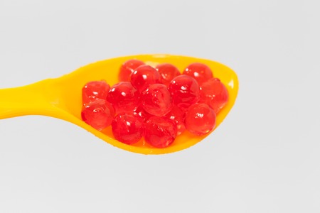 close up of pearl jelly on white backgroundの写真素材