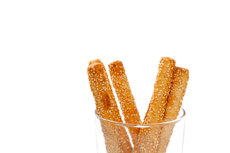 close up of bread stick on glass