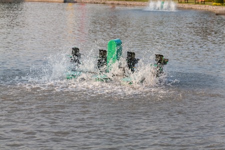 outdoor Wastewater Treatment Equipment in the pondの写真素材