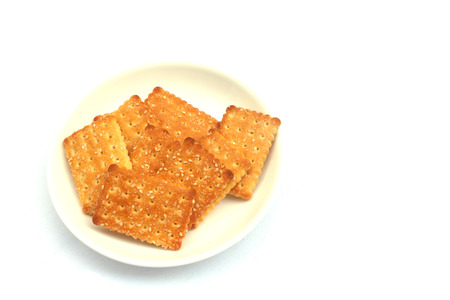 close up of Cookie cracker isolated on white backgroundの写真素材