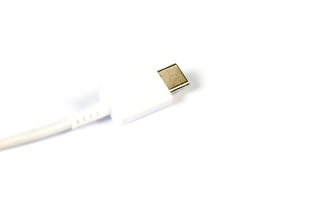 close up of Usb type c isolated on whiteの写真素材