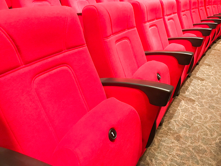 Empty row red cinema or theater seats