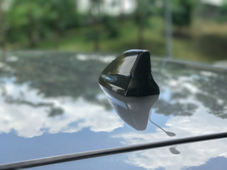 close up of Car radio antenna on roof carの写真素材