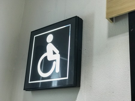 close up of black Sign on toilet roomの写真素材