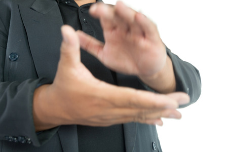 Man with suit clapping hand on white background