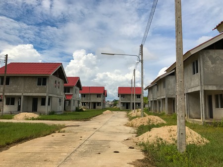 Unfinished house for sale at thailand, under construction houseの写真素材