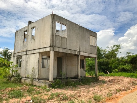 Unfinished house for sale at thailand, under construction houseの写真素材