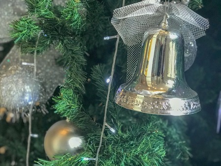 close up of decorate in christmas tree