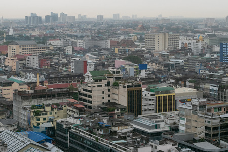 bangkok city building in the raining dayの写真素材