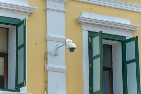 CCTV camera on the wall at thailand