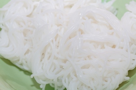 rice vermicelli, kanom jeen, thai noodle on bowl