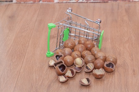 organic macadamia nut on shopping cart at thailandの写真素材