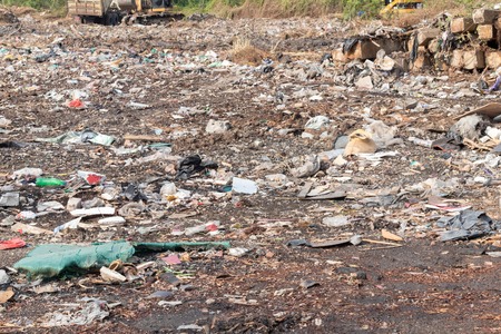 pile of garbage in construction site after destroy building