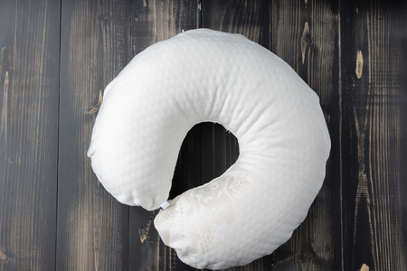 close up of white rubber Neck pillowの写真素材