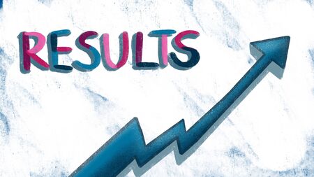 Hand draw of results text and arrow graph illustration