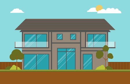Exterior of Modern House, Flat Vector Illustrationのイラスト素材