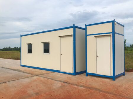 mobile containers box at construction siteの写真素材