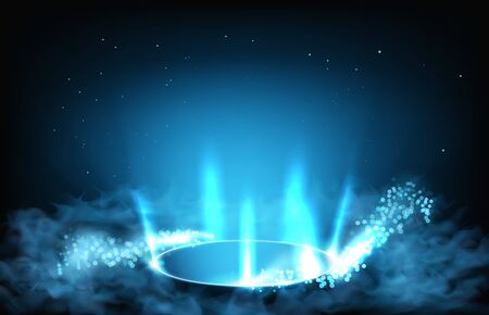 abstract background of futuristic hud gui display panel tube from hole and smokeのイラスト素材