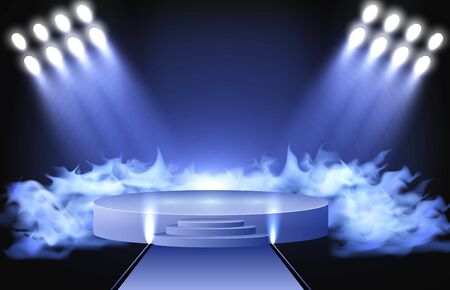 abstract background of Stage Lights Shining and smoke at Studioのイラスト素材