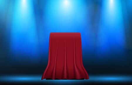 abstract background of box with red cloth fabric, surprise master piece conceptのイラスト素材