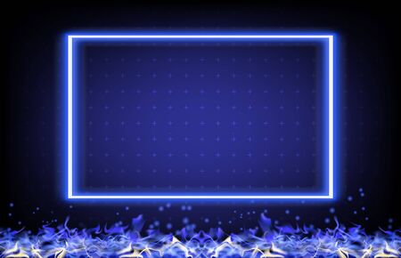 abstract background of blue neon hud ui with smoke particleのイラスト素材