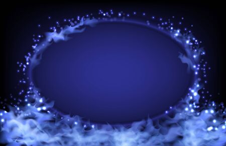 abstract futuristic sci fi background of smoke and circle frameのイラスト素材