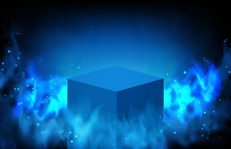 abstract background of blue box and glowing smokeのイラスト素材