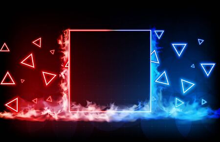abstract background of glowing red and blue technology triangle shapeのイラスト素材