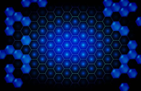 abstract background of blue glowing hexagon