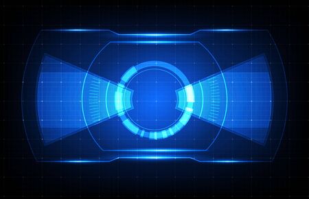 abstract background of blue futuristic technology hud display interfaceのイラスト素材