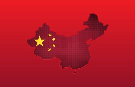 abstract background technology of china flag and red china mapのイラスト素材