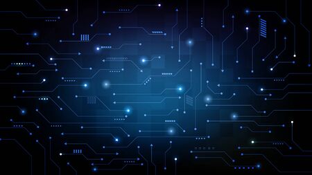 abstract futuristic background of blue Printed Circuit Board, sci fi science conceptのイラスト素材