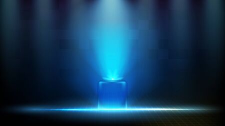 abstract futuristic background of blue glowing square technology hologramのイラスト素材