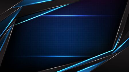 abstract futuristic background of glowing blue and black motion line interface frame technology sci fi conceptのイラスト素材
