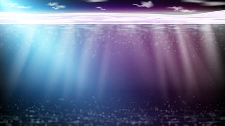 abstract background of empty deep underwater and light ray backgroundのイラスト素材