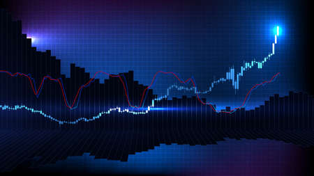 abstract background of stock market gold indicator candle graph