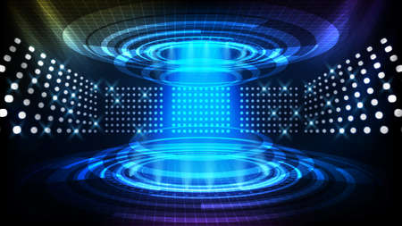 abstract background of futuristic teleportation tube, hud interface displayのイラスト素材