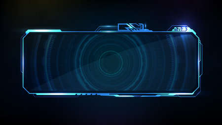 abstract futuristic background of blue glowing technology sci fi frame hud uiのイラスト素材