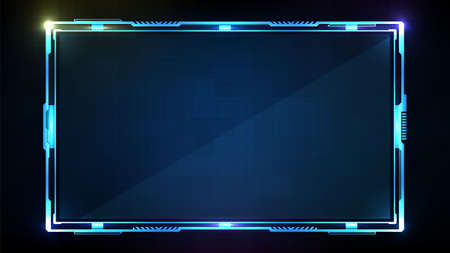 abstract futuristic background of blue glowing technology sci fi frame hud uiのイラスト素材