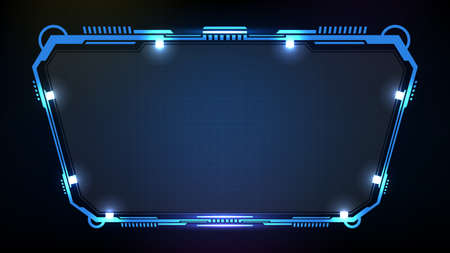 Abstract futuristic background. Blue glowing technology sci fi frame hud uiのイラスト素材
