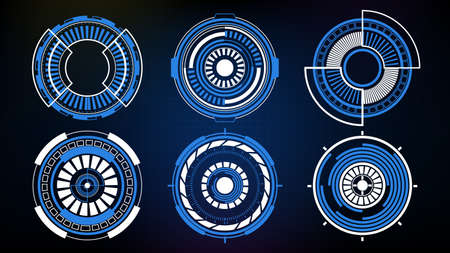 Abstract futuristic background of Circle interface sci fi frame hud ui collectionのイラスト素材