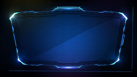 Abstract futuristic background. Blue glowing technology sci fi frame hud uiのイラスト素材