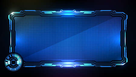 abstract futuristic background of blue glowing technology sci fi frame hud uiのイラスト素材