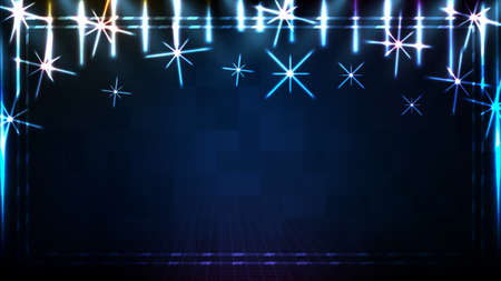 abstract futuristic background of blue empty stage and neon lighting spotlight stage backgroundのイラスト素材