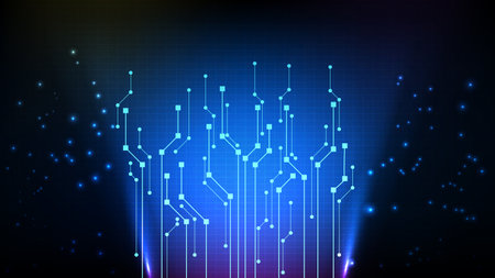 abstract background of futuristic digital dark blue electronic circuit lineのイラスト素材