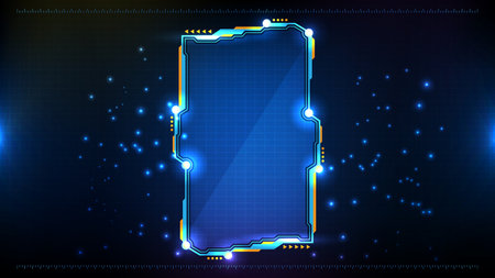 abstract futuristic background of blue glowing technology sci fi frame hud uiのイラスト素材