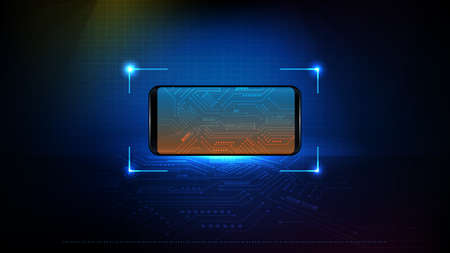 abstract background of futuristic technology smart phone with circuit electronic lineのイラスト素材