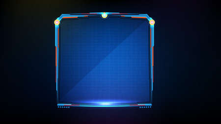 abstract futuristic background of blue glowing technology sci fi frame hud uiのイラスト素材